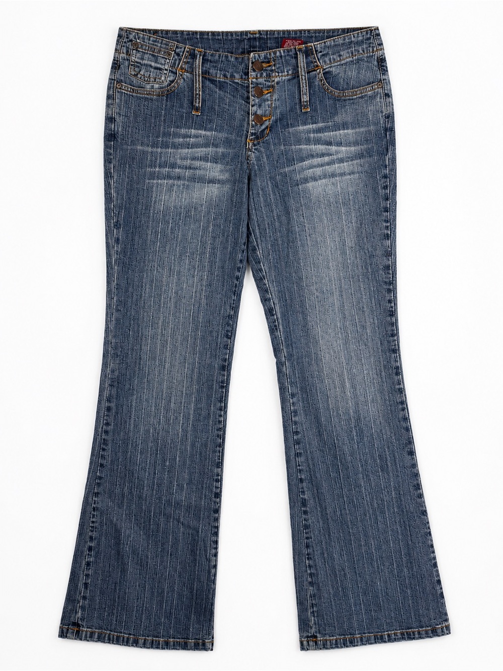 Y2K Bongo Low Rise Button Fly Bootcut Jeans Pinstripe 11